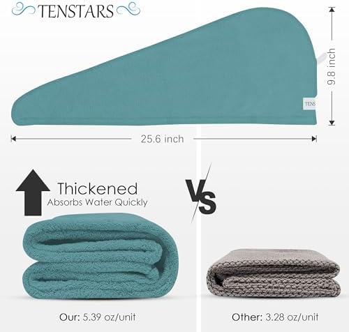TENSTARS Hair Towel Wrap for All Hair Types, 5 Pack Microfiber Turban