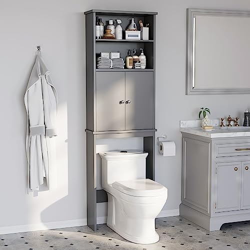 Over the Toilet Storage Cabinet, 75 in Bathroom Cabinet, Grey