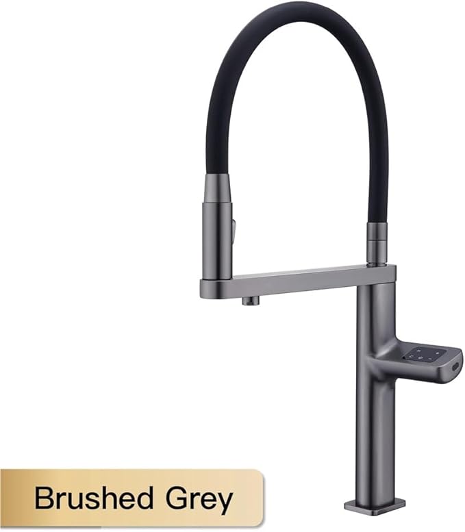Faucet Brushed Gold Brass Bathroom Faucet Modern Ceramic Cartridge Basin Mixer Tap Hot&Cold Water Deck- Mounted Sink Fixtures(Brushed Grey,G3/8) Faucet