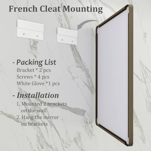 48x36 Inch Bronze Framed Mirror for Wall