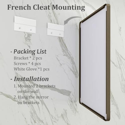 48x36 Inch Bronze Framed Mirror for Wall
