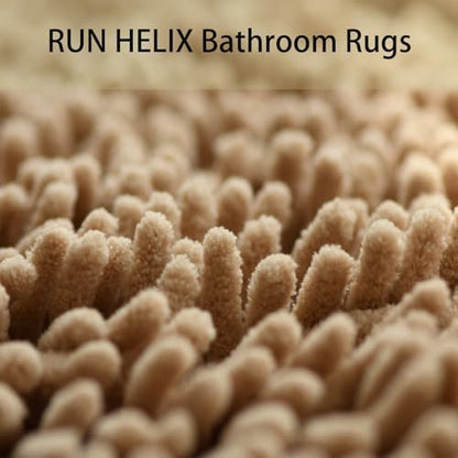 RUN HELIX Beige Bathroom Rugs Ultra Soft Rugs and Mats Set 3 Pieces Bath Rug Set Thick Chenille Bath Rugs Non Slip Bath Mats for Bedroom