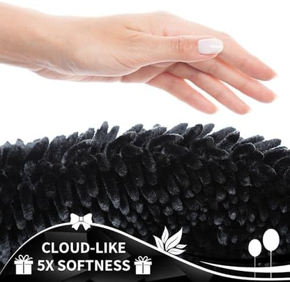 Yimobra Long Bathroom Rugs Runner 55x24 Inch, Extra Thick Soft Absorbent Chenille Bath Mat, Non Slip Machine Washable, Quick Dry Bath Rugs for Bathroom Floor, Tub and Shower, Black