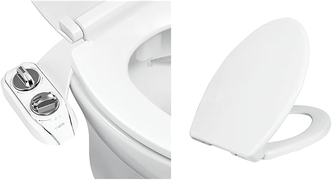 LUXE Bidet NEO 185 Plus Chrome and LUXE Elongated Toilet Seat Bundle