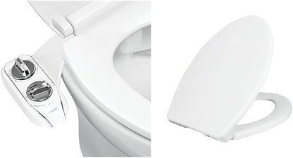 LUXE Bidet NEO 185 Plus Chrome and LUXE Elongated Toilet Seat Bundle