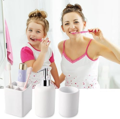 XLHOMO Resin White Bathroom Set, 6 Pcs Bath Decor and Accessories Sets