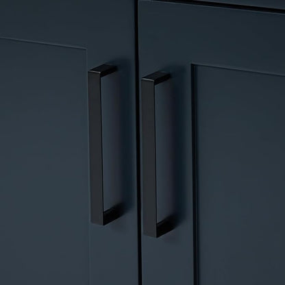 ARIEL Hepburn 48-inch Bathroom Vanity Base Cabinet,Solid Wood, 2 Soft Closing Doors, 9 Dovetail Drawers, Midnight Blue