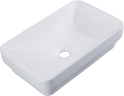 19"x12" Semi-Recessed Vanity Sink – Compact for Small Bath/Powder | High‑fired for chip‑resistant durability Non‑porous glaze repels stains & odors Ultra‑smooth surface – wipe smudge‑free