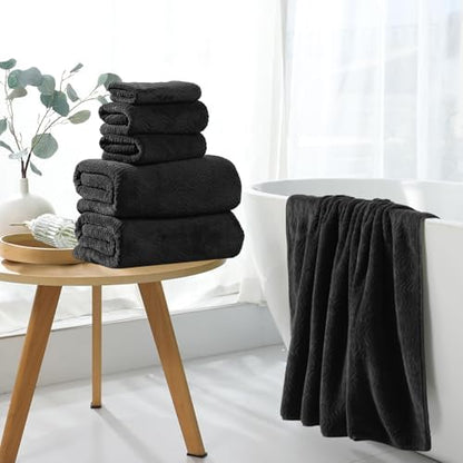 4 Piece Extra Large Bath Towel 35"x70" Oversized Bath Sheet Black Bath Towel Set for Bathroom Ultra Soft Cozy Highly Absorbent Quick Dry Bathroom Towel for Spa Gym Hotel,Shower Towel for Daily Use