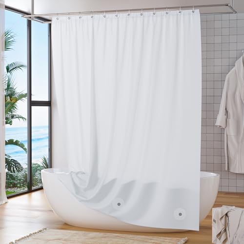 Titanker White Shower Curtain Liner 72 x 72 Plastic Shower Liner Washable Inside Shower Curtain Liner PEVA Shower Curtains for Bathroom with Magnets and Rustproof Metal Grommet Holes (Pack of 3)