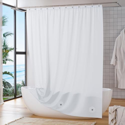 Titanker White Shower Curtain Liner 72 x 72 Plastic Shower Liner Washable Inside Shower Curtain Liner PEVA Shower Curtains for Bathroom with Magnets and Rustproof Metal Grommet Holes (Pack of 3)