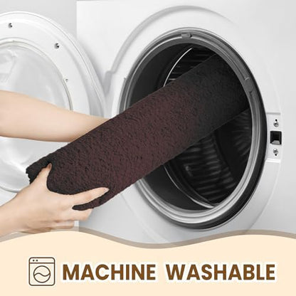 TECHMILLY Fluffy Bathroom Rug Mat 32x20, Absorbent Thick Non Slip Microfiber Mats, Quick Dry Machine Washable Bath Rug for Bathroom Floor, Bathtub and Shower, Brown