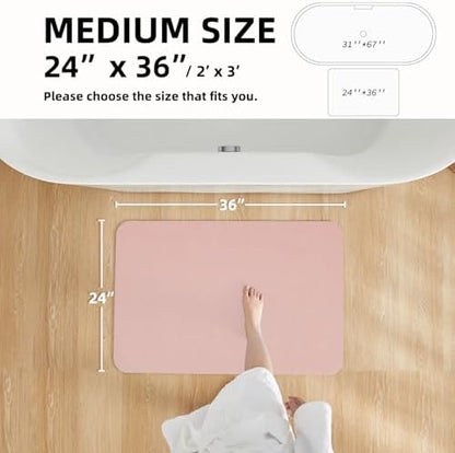 TYUU Thin Bath Mat, Bathroom Rugs Non Slip Washable, 24x36 Pink