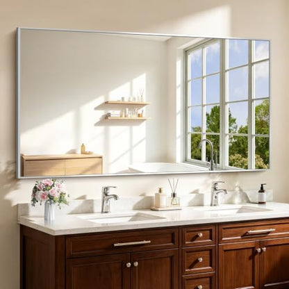 COFENY 66x36 Silver Bathroom Mirror, Large Rectangle Mirrors for Over Sink