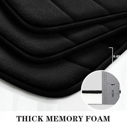 BYSURE Black Memory Foam Bath Mats Extra Long