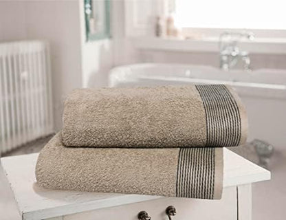 BELIZZI HOME 2 Pack Oversized Cotton Bath Towels, Tan, 28x55 inches