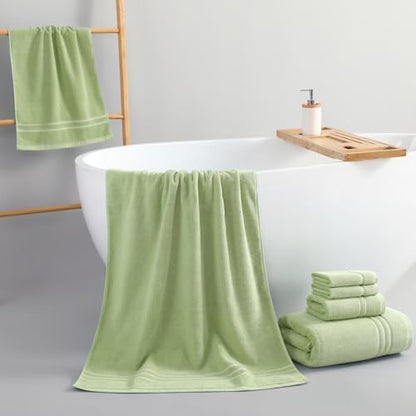 REDKISS Sage Towels Set 6 Piece Cotton Towel Sets with 2 Bath Towels, 2 Hand, 2 Washcloths, 650GSM Hotel Quality, Soft, Highly Absorbent Towels for Bathroom Gym, Ideal Everyday Use