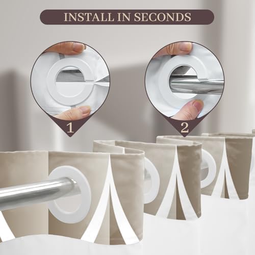 Yiatn Cream No Hook Shower Curtain with Snap-in Liner, 71 x 74 Inch