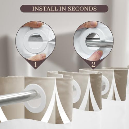 Yiatn Cream No Hook Shower Curtain with Snap-in Liner, 71 x 74 Inch