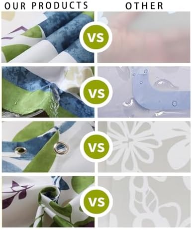 Shower Curtain Bathroom Set Country Eucalyptus Leaves Waterproof Shower Curtains with Grommets Hooks Watercolor Teal Green Leaf Privacy Bath Curtain for Bathtub Decor 72x72in