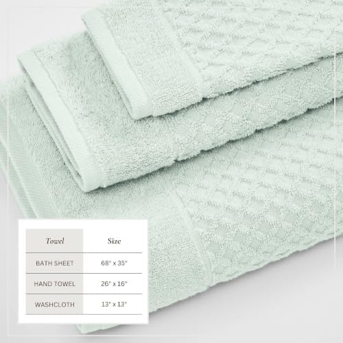 Great Bay Home Bath Towels - 100% Cotton 6 Piece Bath Sheet Set - Diamond Waffle Weave - Absorbent, Durable, Quick-Dry Towels for Bathroom (Pastel Blue)
