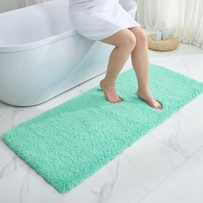 Disolla Mint Green Bathrom Runner Rug 24x70 - Extra Large Soft Plush Bath Mat, Thick Long Non-Slip Shaggy Floor Mat, Ultra-Absorbent for Master Bathroom Vanity