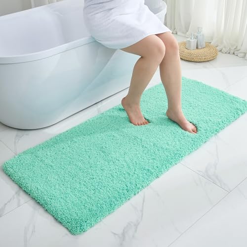 Disolla Mint Green Bathrom Runner Rug 24x59 - Large Soft Plush Bath Mat, Thick Long Non-Slip Shaggy Floor Mat, Ultra-Absorbent for Master Bathroom Bedroom