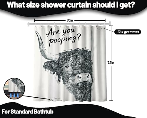 Funny Highland Cow Shower Curtain are You Pooping, 70x72 Inch