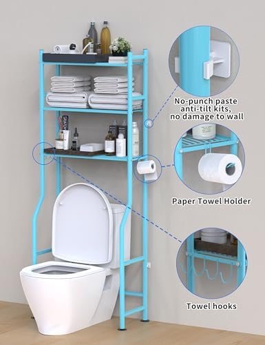 Livilord 3-Tier Over Toilet Storage, Anti-Tip, Blue