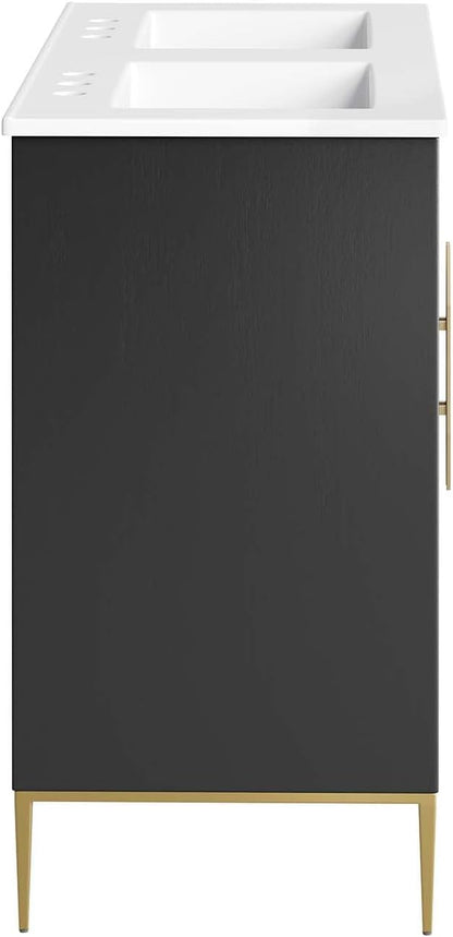Modway Awaken Bathroom Vanity Cabinet, 48", White Black