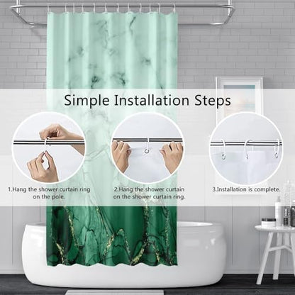 Green Extra Long Waterproof Shower Curtain 72x96 inches