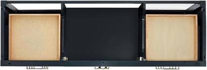 ARIEL Cambridge 66-inch Bathroom Vanity Base Cabinet,Solid Wood, 2 Soft Closing Doors, 9 Dovetail Drawers, Midnight Blue