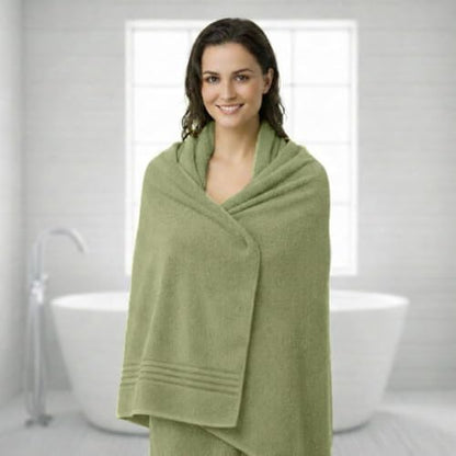 8 Piece Bath Towels for Bathroom - 100% Cotton, Soft Absorbent Bathroom Towels Set - 2 Extra Large Bath Towels, 2 Hand Towels & 4 Washcloths - Hotel Spa Thick Plush Towel, Sage Green