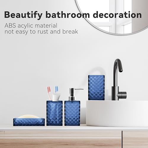 Bathroom Accessory Set, 5 PCS Blue Bathroom Accessories Sets