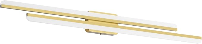 Ralbay 48" Gold Vanity Lights 48W Frosted Aluminum Modern LED Gold Bathroom Vanity Light Fixtures Over Long Mirror Modern Gold Bath Lighting 6000K White Light