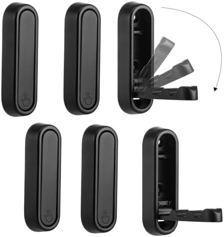 Dntorx Folding Wall Hooks, 6 Pack, Black, Zinc Alloy, Heavy Duty Coat Hooks