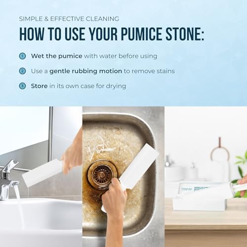 Powerstone Pumice Stone Toilet Bowl Cleaner with Handle (6-Pack) – Heavy-Duty Hard Water Stain Remover for Toilets, Grills, Tiles, and Pools – Non-Scratch Scouring Stick for Deep Cleaning