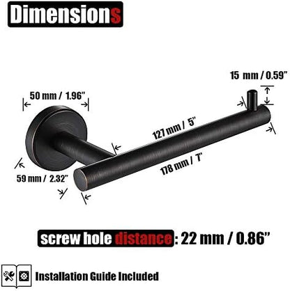 JQK Toilet Paper Holder Oil Rubbed Bronze, 5 Inch 304 Stainless Steel Thick 0.8mm Tissue Paper Dispenser for Bathroom, Hold Mega Rolls Wall Mount 2 Pack, TPH100-ORB-P2