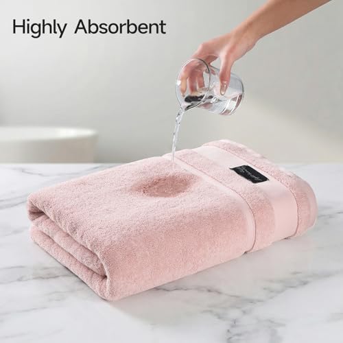 REDKISS 2 Pack Large Bath Towels Set, 100% Cotton, 32x63 in, Heavyweight 760G, Highly Absorbent & Quick Dry, Super Soft Luxury Towels for Bathroom,Hotel Collection - Pink Dark Gray