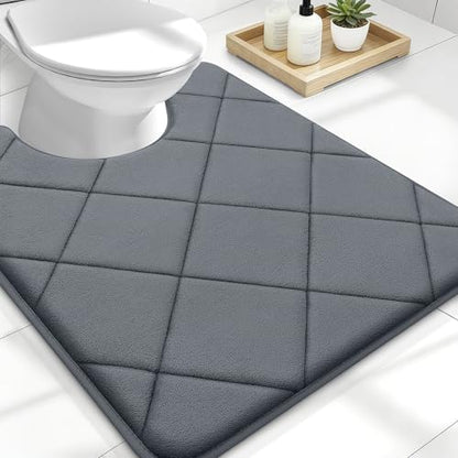 OLANLY Memory Foam Toilet Rugs U-Shaped 24x20, Ultra Soft and Absorbent