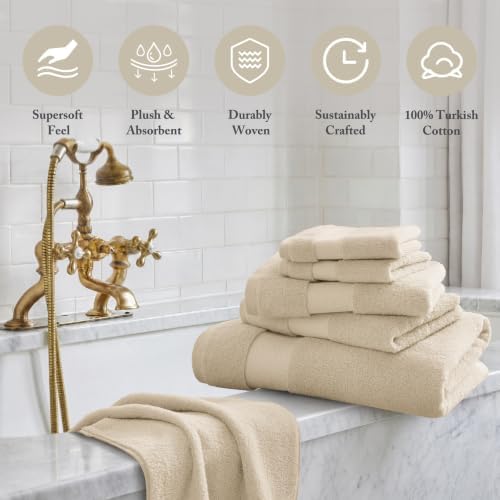 Madison Park 100% Turkish Cotton 600 GSM Bath Towel Set, 6 Piece, Sand