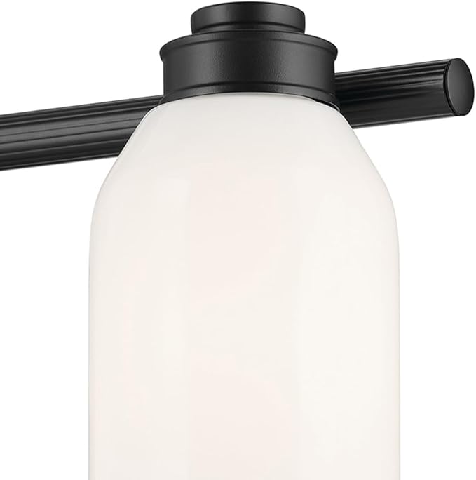 Kichler Shae 32.25" 4-Light Vanity Light with White Opal Glass in Black, for Bathroom Vanity, Powder Room, Over a Mirror, (32.25" W x 9" H), 55203BK