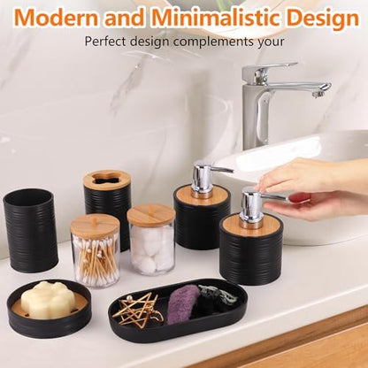 10 PCS Black Bathroom Accessories Set with Trash Can Bathroom Accessory