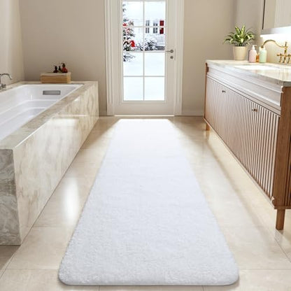 LOCHAS Bathroom Rug Runner 24x84 Inch, Bath Rugs Non Slip, White