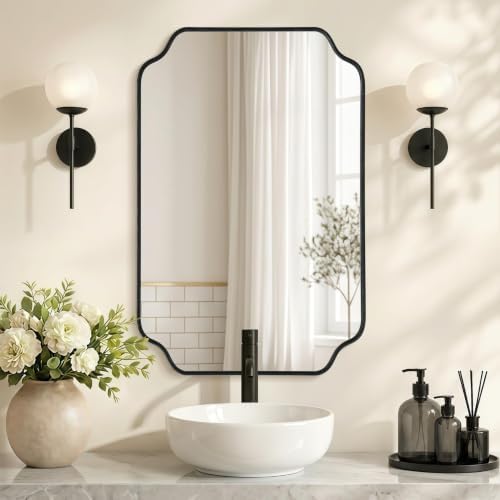 Besdomus Black Modern Bathroom Mirror: 24"x36" Minimalist Vanity Mirrors
