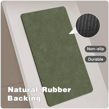 TYUU Thin Bath Mat, Large Bathroom Rugs Non Slip Washable, 36x48 Sage Green