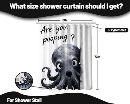 Funny Octopus Shower Curtain are You Pooping, 60x72 Inchs