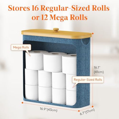 Lifewit Toilet Paper Storage Holder, Extra Large Stand Basket 30L Dark Blue