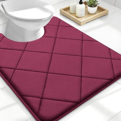 OLANLY Memory Foam Toilet Rugs U-Shaped 24x20, Ultra Soft and Absorbent