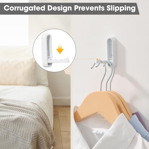 Dntorx Folding Wall Hooks, 2 Pack, White, Zinc Alloy, Heavy Duty Coat Hooks
